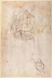 Studie für die Ignudi über der persischen Sibylle in der Sixtinischen Kapelle, 1508-12 (verso)